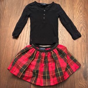 Ralph Lauren plaid skirt and black top
